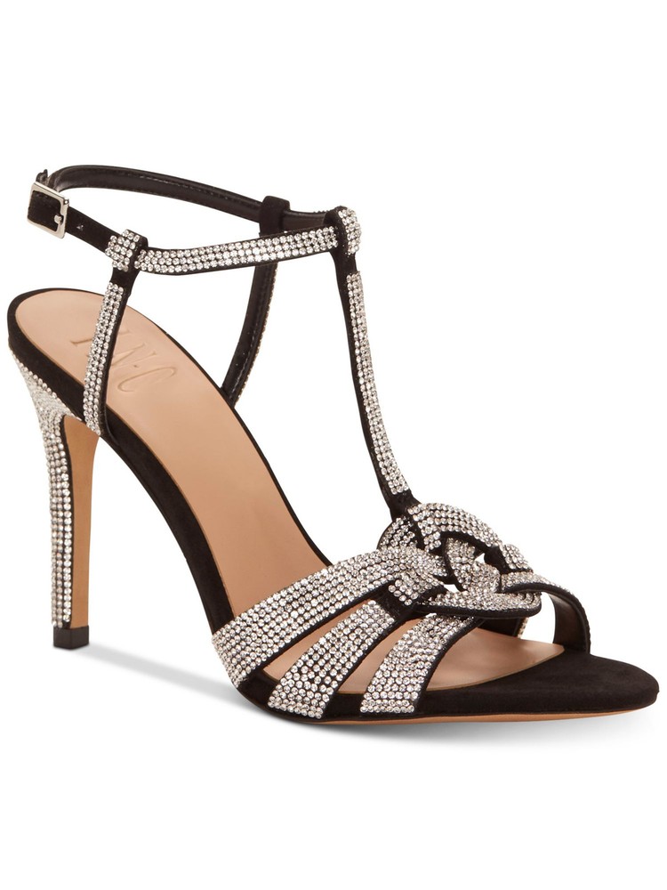 INC Women's Black Rhinestone Buckle Stiletto Slingback Sandal Size 5 M