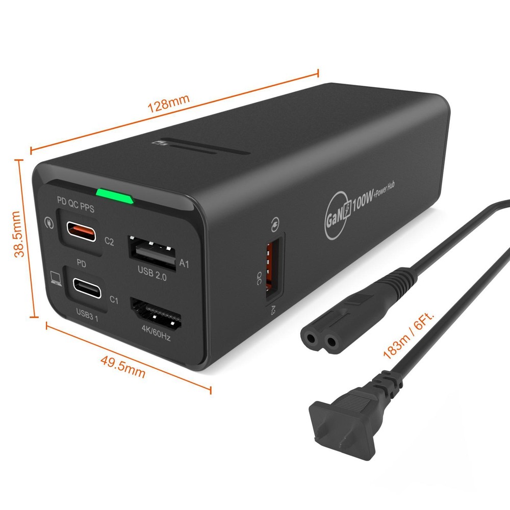 100W Charger Quick Charge PD Type C USB Desktop Power Adapter With Cable