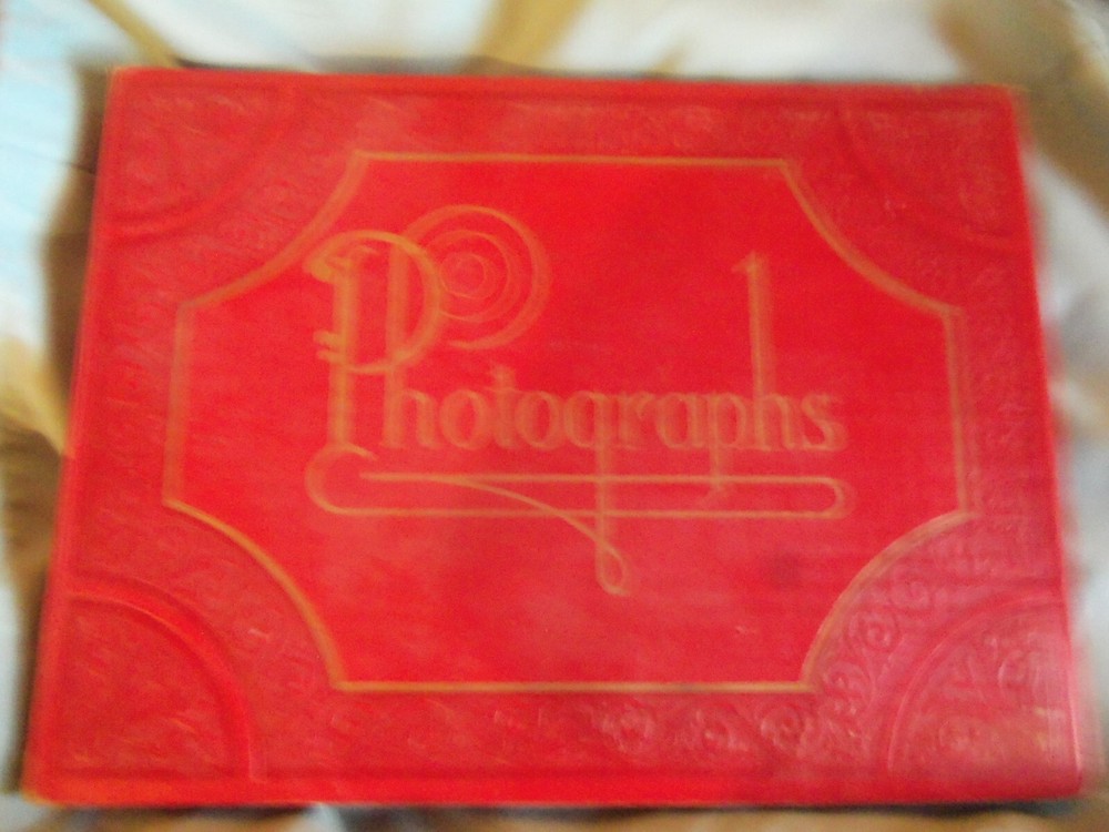 Vintage black photo album with blank pages for memories