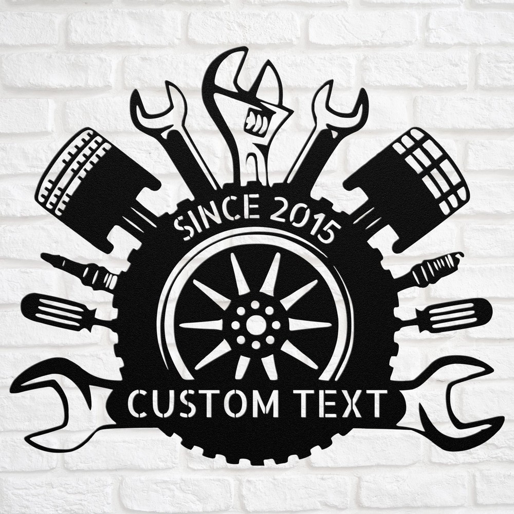 Personalized Mechanic Tools Metal Sign Custom Garage Decor Man Cave Gift for Him