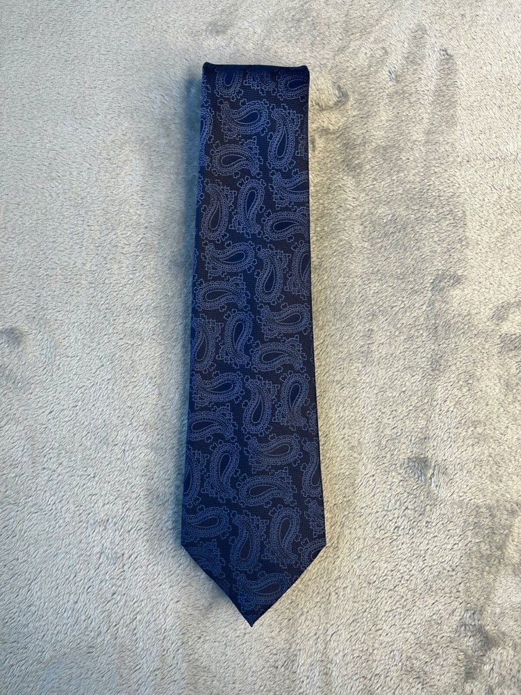 Sean John Mens Blue Paisley Silk Tie 100% Pure Silk Formal Accessory