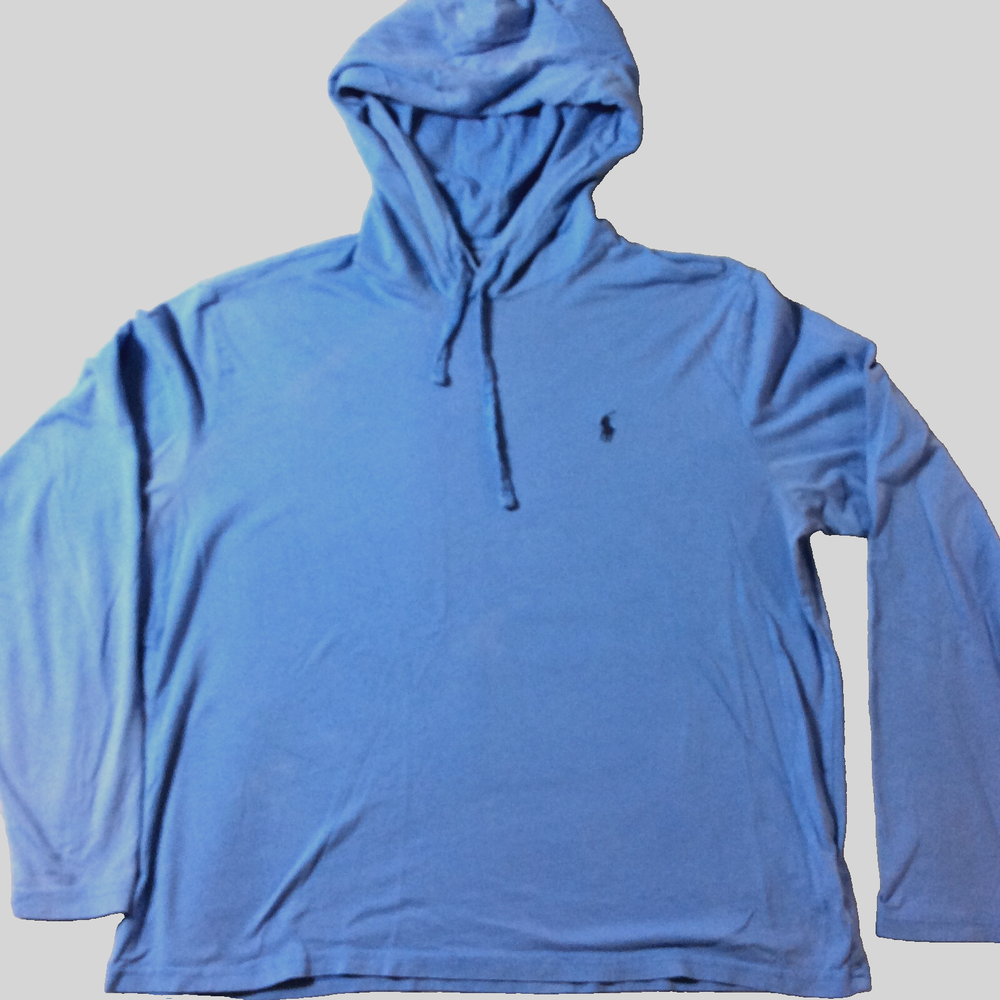 Polo Ralph Lauren Sky Blue Hoodie Shirt Women's L Long Sleeve Casual Drawstring