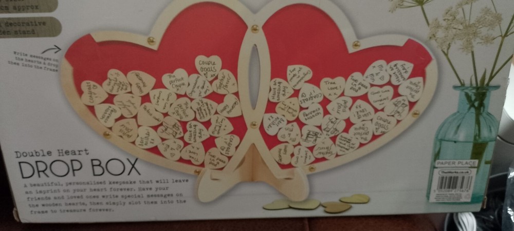 Double Heart Jewelry Gift Box with Hinged Lid-image