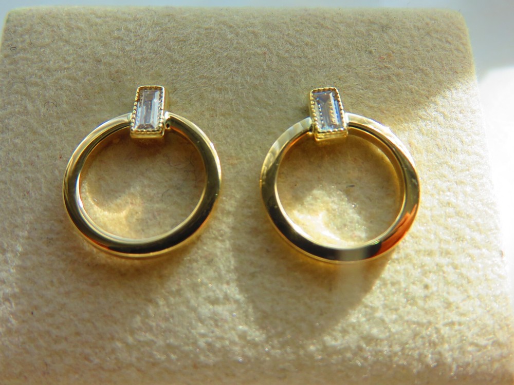 Gold Stud Drop Earrings 9 Carat Yellow 16mm