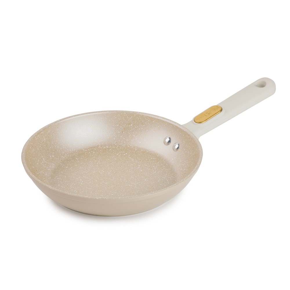 8-Inch Non-Stick Fry Pan in Elegant Taupe and Gold Finish