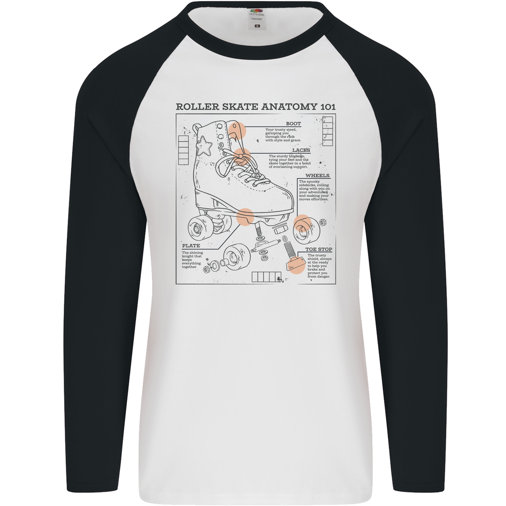 Roller Skating Boot Blueprint Mens L/S Baseball T-Shirt