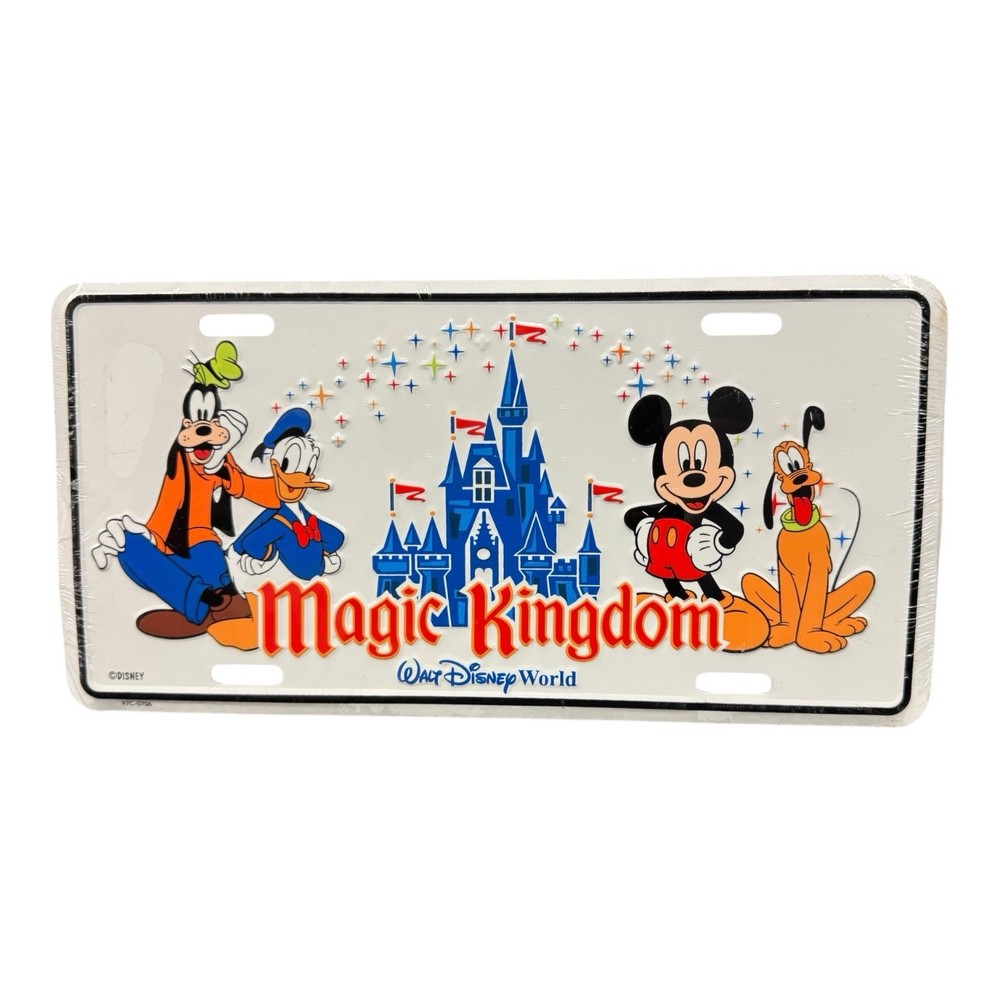 Vintage Walt Disney World Magic Kingdom Mickey Donald License Plate Sealed  