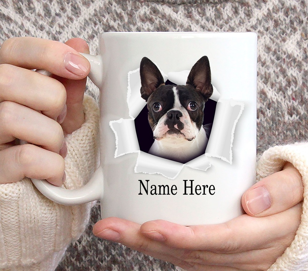 Funny Personalized Boston Terrier Custom Name Coffee Mug 11oz