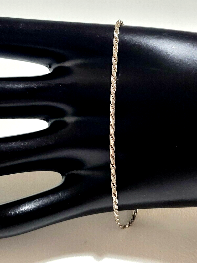 925 STERLING SILVER 2MM TWISTED ROPE ANKLET BRACELET 9