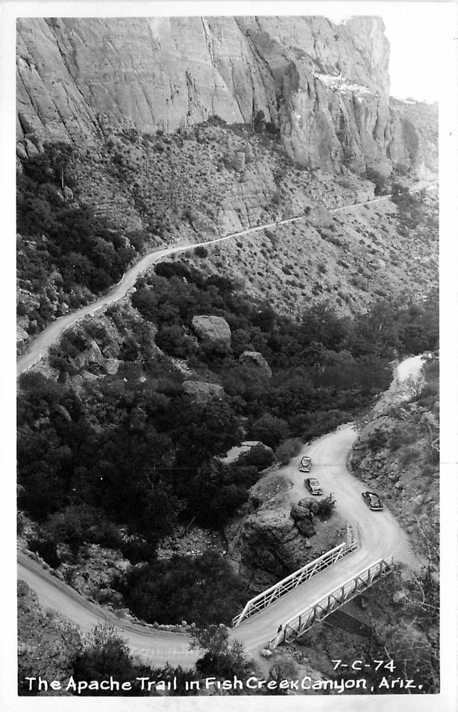 1950s Fish Creek Canyon Arizona Apache Trail RPPC Postcard 25-1836