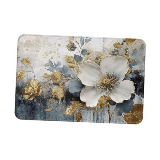 Bathroom Rugs White Floral Bath Mats Abstract Non Slip 16