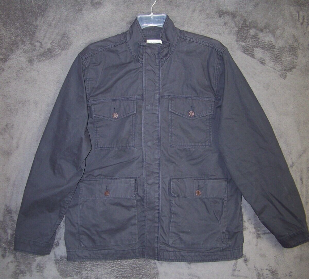 Vtg LUCKY BRAND Jacket Adult Extra Large Black Cotton Snap Front Outdoor Mens