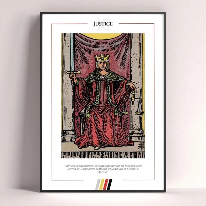 Justice Tarot Card Art Print and Digital Download Poster