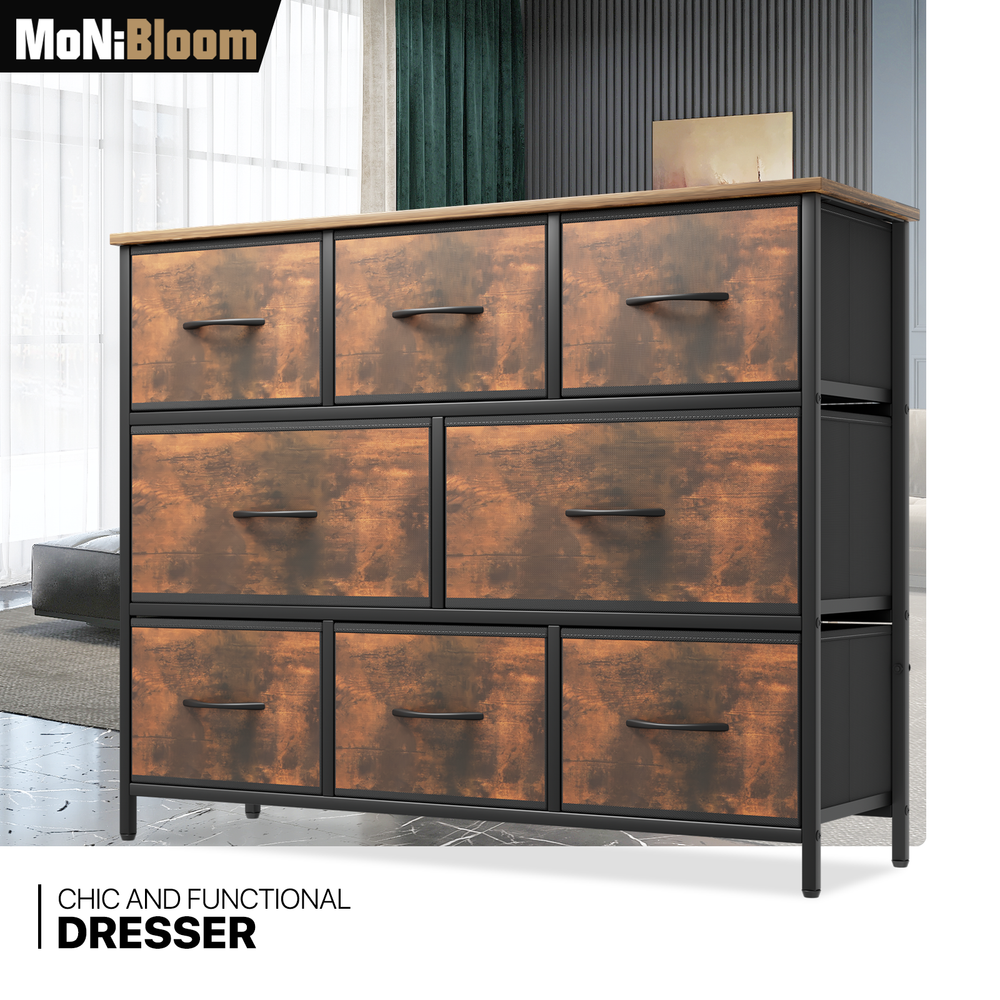 Dresser with 8 Drawers Chest of Fabric Drawers Storage Bedroom Organizer Brown