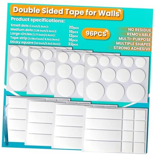 Double Sided Tape for Walls, Picture Hanging Strips Circle and strips