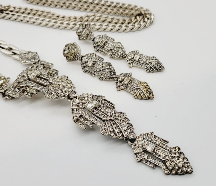 Stella & Dot Casablanca Removable Pendant Silver Necklace & Earring SET LOT