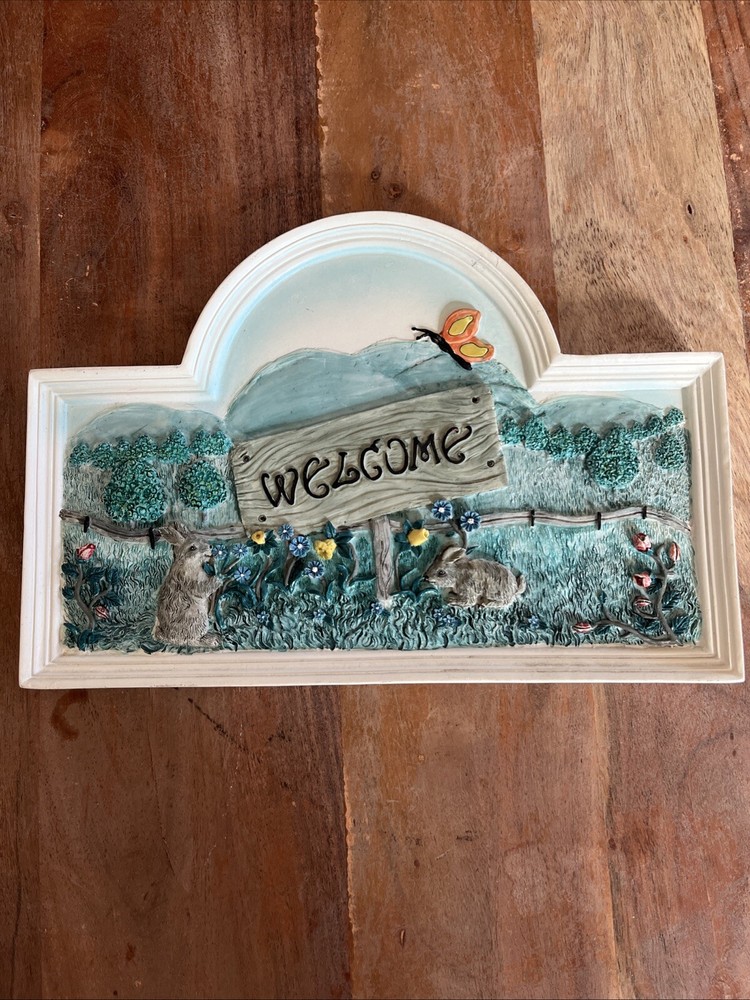 Garden Welcome Plaque Sign Resin Composite Garden Patio Door Hanging 12x8”