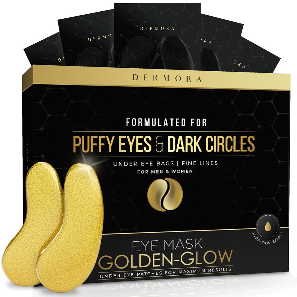 DERMORA Golden Glow Under Eye Patches (20 Pairs Gels) - 20 Pack, Original