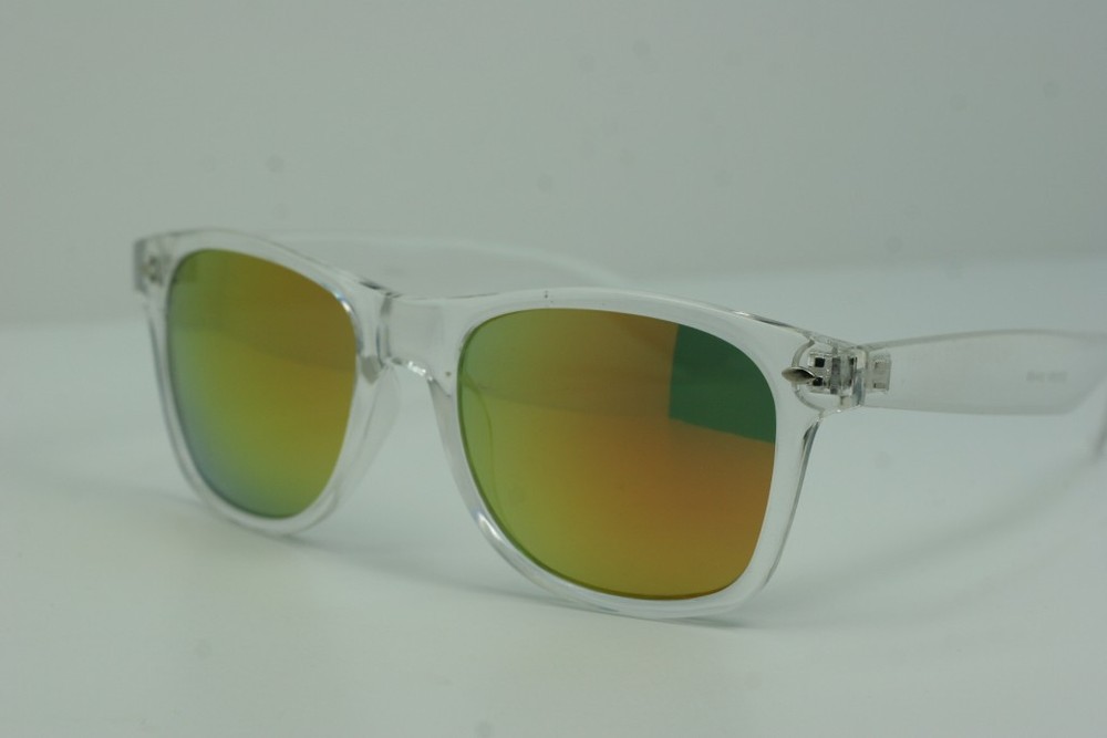 Clear frame Vintage  fire mirror lens sunglasses retro 80's