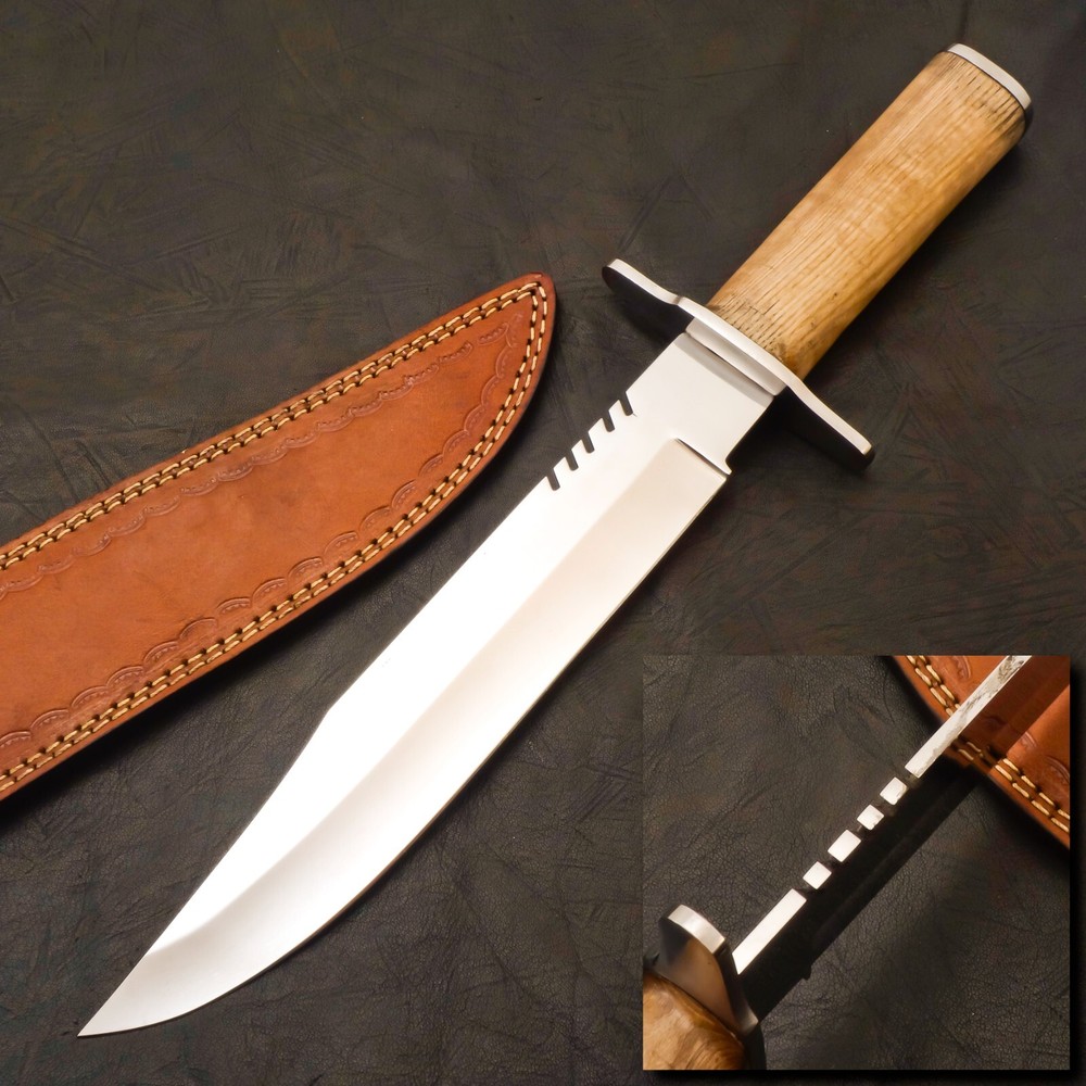 Custom 15-inch D2 Tool Steel Hunting Knife, Handcrafted & Mirror Polished - Ideal for Camping & Outdoors