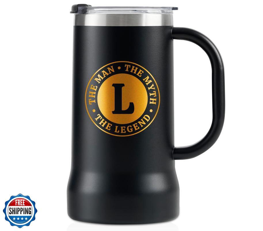 Custom Travel Mug with Handle - Funny Beer Stein for Men