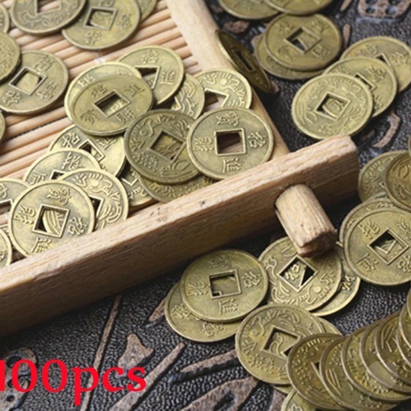 100 Pcs Ancient Chinese I Ching Coins | Feng Shui Wealth Health Charm Craft