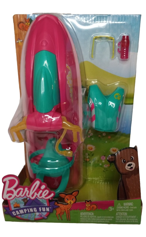 Barbie Camping Fun Jet Ski Set With Life Vest Water Bottle & Glasses 2016 NEW