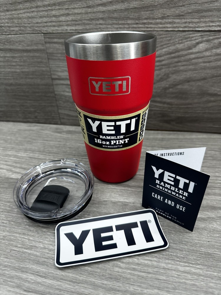 YETI Rambler 16 oz Stackable Pint Ltd Ed * RESCUE RED * w/MagSlider lid! RETIRED