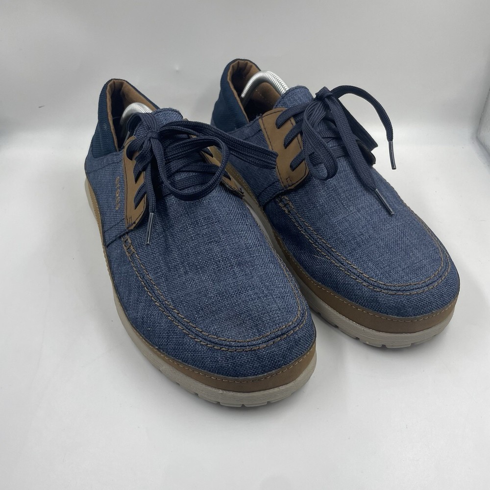 Crocs Santa Cruz Playa Mens Size 10 Blue Tan Lace Up Loafers 204837
