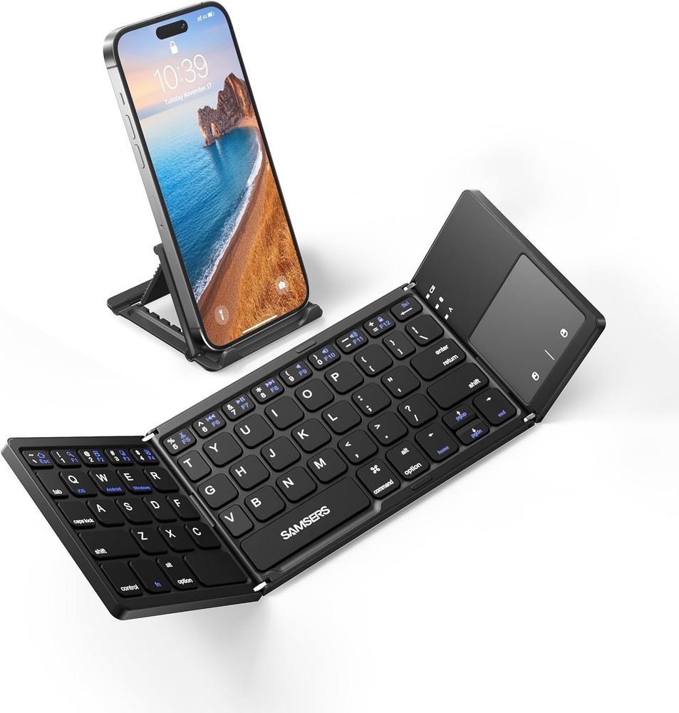 Foldable Bluetooth Keyboard with Touchpad for Laptop Tablet Phone Wireless Portable Design