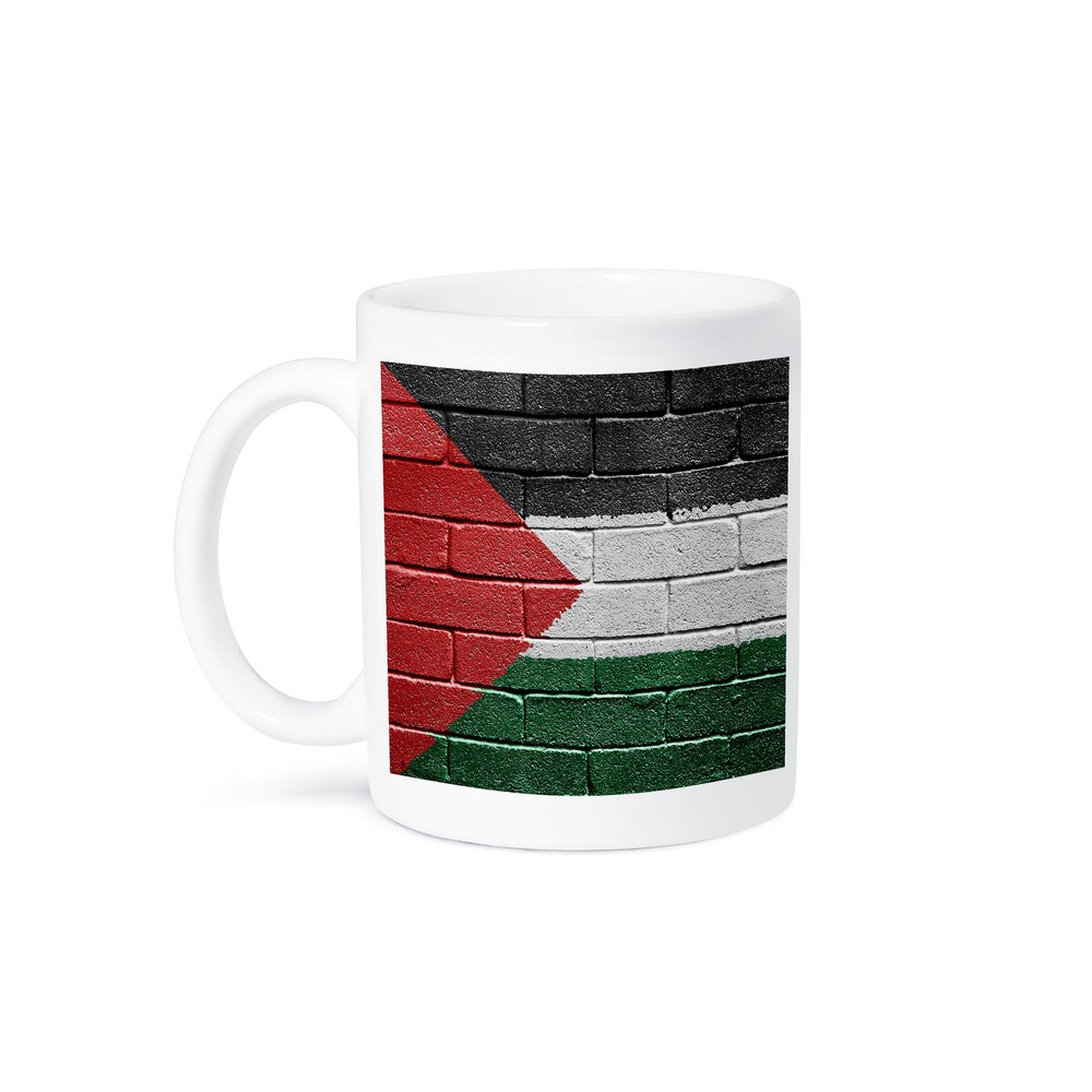 3dRose, National flag of Palestine painted onto a brick wall Palestinian, Mug