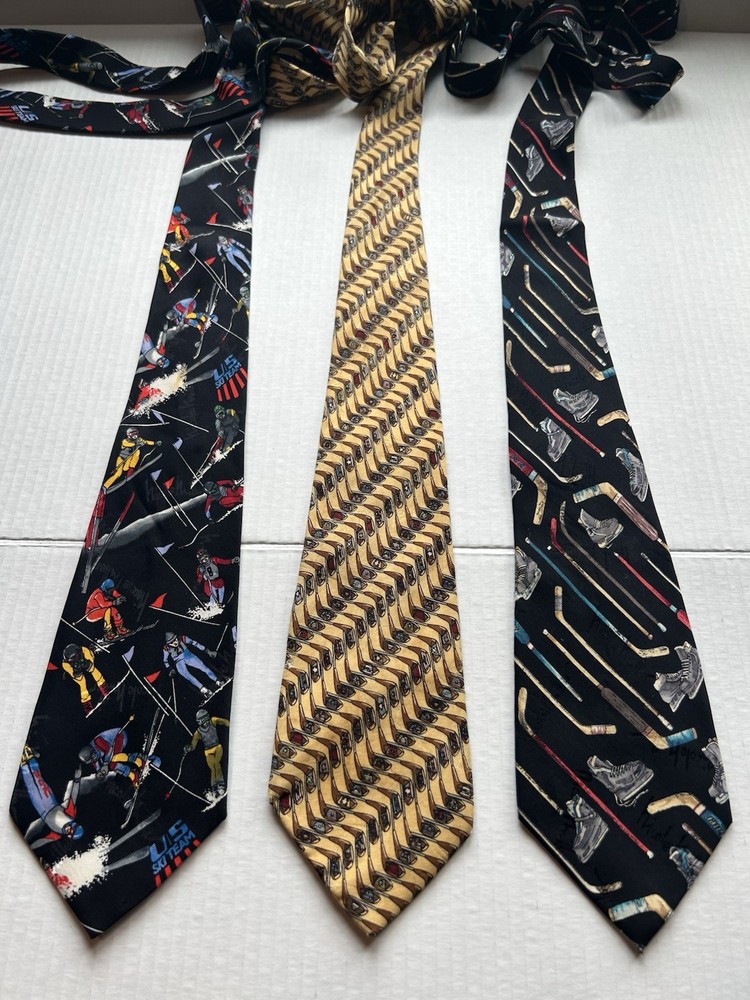 Vintage 1996/2001 Nicole Miller Sports Graphic Print Neck Ties LOT of 3,100%Silk