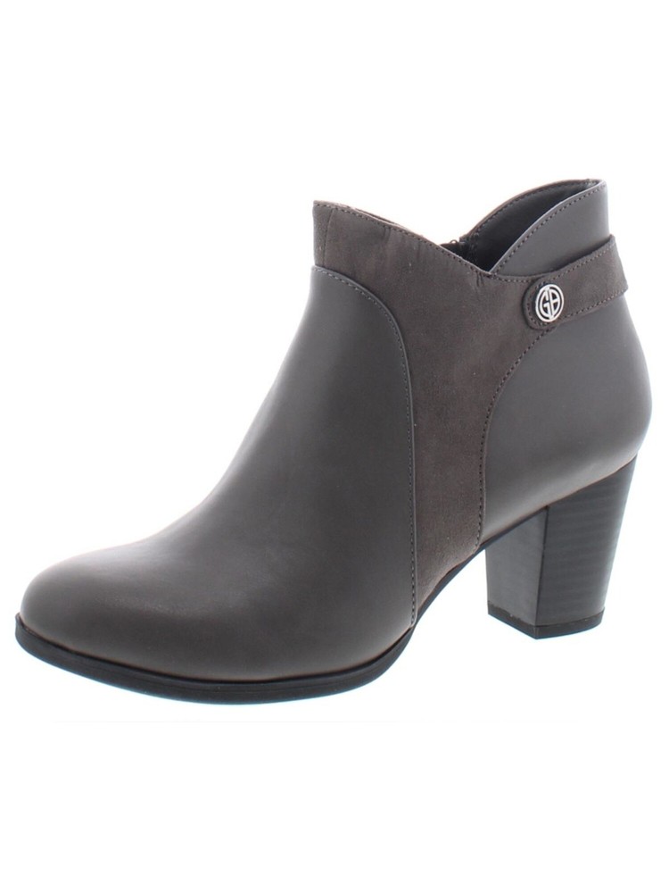 GIANI BERNINI Womens Gray Logo Strap Artemyss Round Toe Block Heel Booties 5 M