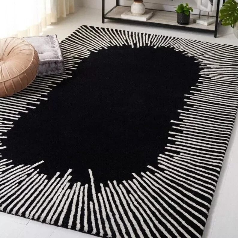Unique Design Handmade Hand Tufted Area Rug Nz Wool Contemporary Geometric Rug