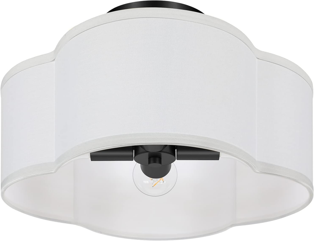 4-Light Semi Flush Mount Ceiling Light Fixture, Black Modern Close to Ceiling...