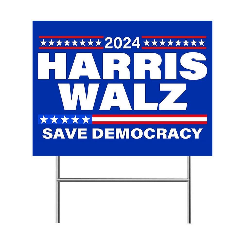 Harris Walz 2024 US Presidential Election Signboard Garden Decoration W/ Rack ои