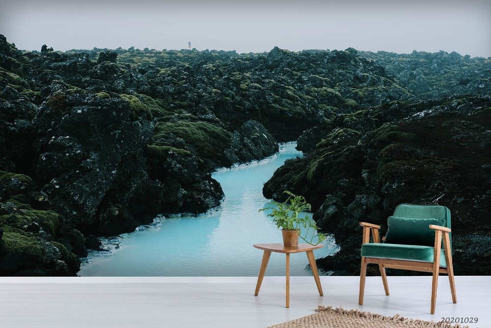3D Rocks River Landscape Wall Murals Wallpaper Murals Wall Sticker