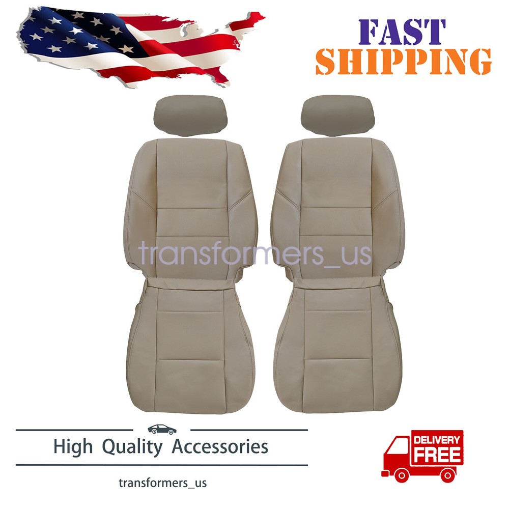 6PCS For 2000-2007 Toyota Sequoia Front Leather Seat Cover & Headrest Cover Tan