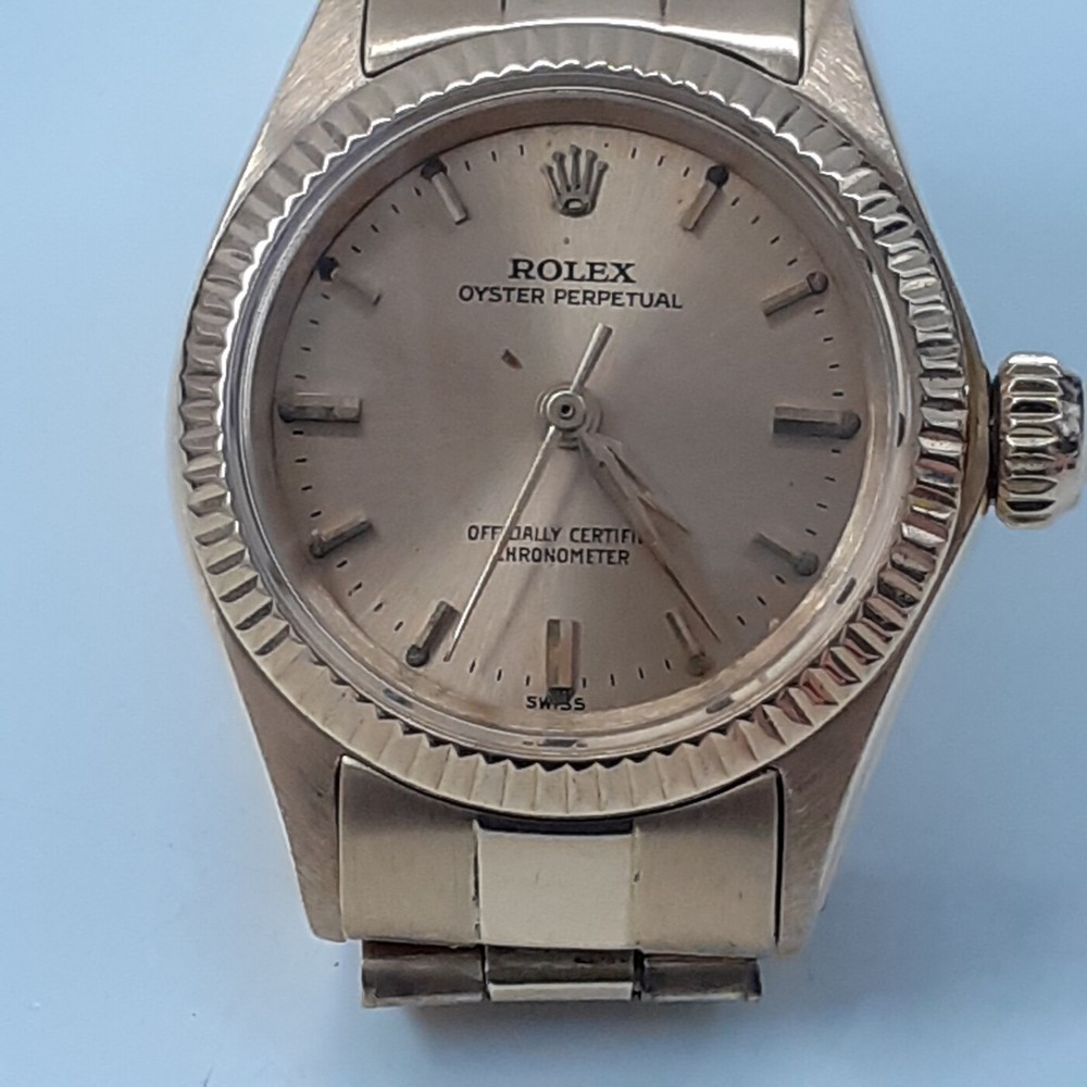 Vintage Rolex Oyster Perpetual Ladies 26mm 18K Yellow Gold Watch 6619 Circa 1966