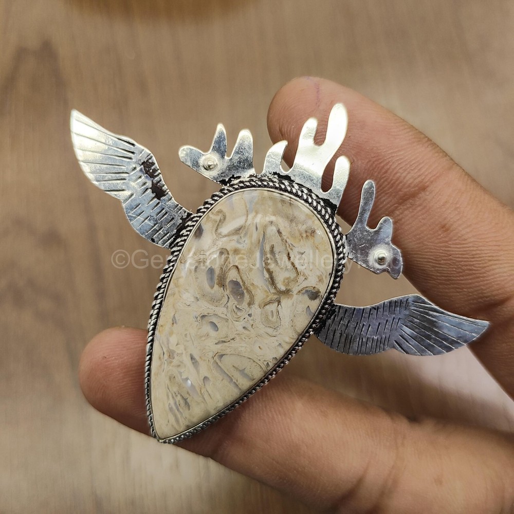 Cyber Monday Sale 925 Silver Scolocite Gemstone Anniversary Wife Wedding Pendant-image