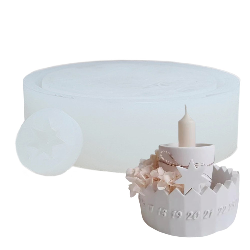 3D Silicone Round Candlestick Candle Holder Mold DIY Resin Casting Mould Craft