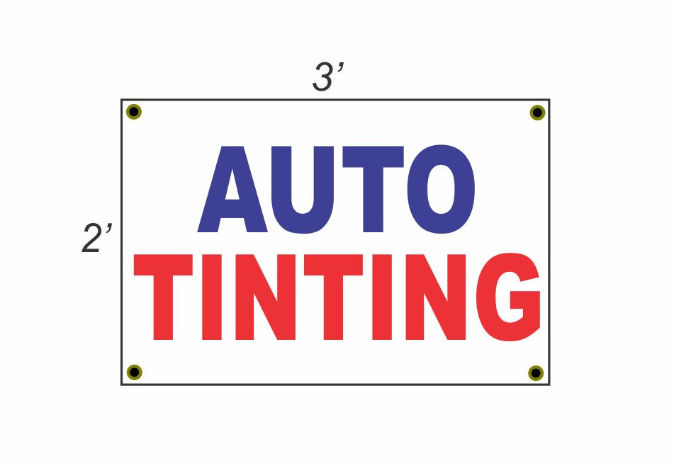 2x3 Auto Tinting Red White & Blue Banner Sign New Size and Discounted Price