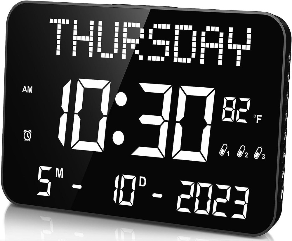 11.2-Inch Digital Wall Clock with Remote Control Alarm Calendar Temperature Display  