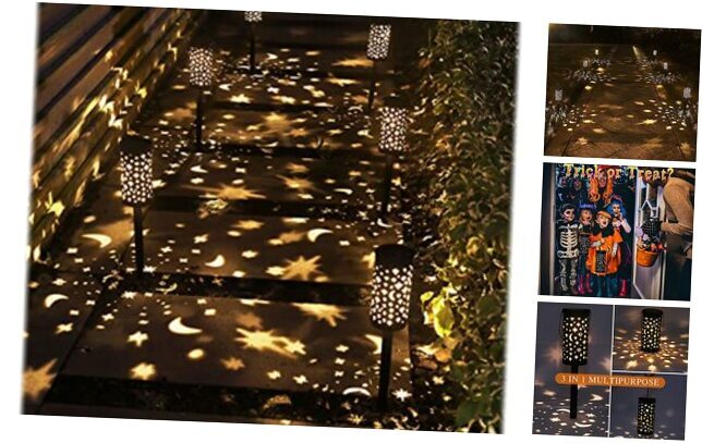 6 Pack Black Solar Outdoor Garden Pathway Lights for Patio Yard