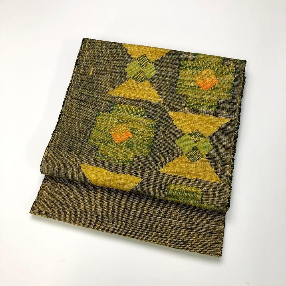 Nagoya Obi Cotton Pongee Abstract Woven Pattern KO-1660