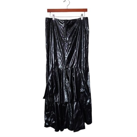 LIP SERVICE x VINTAGE 90s gothic pleather maxi skirt pleated train/back size L