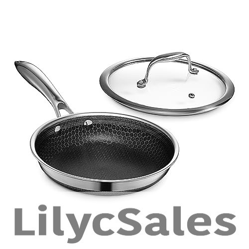 HexClad Hybrid Nonstick 8-Inch Frying Pan with Lid – Durable Cookware for Professional Results