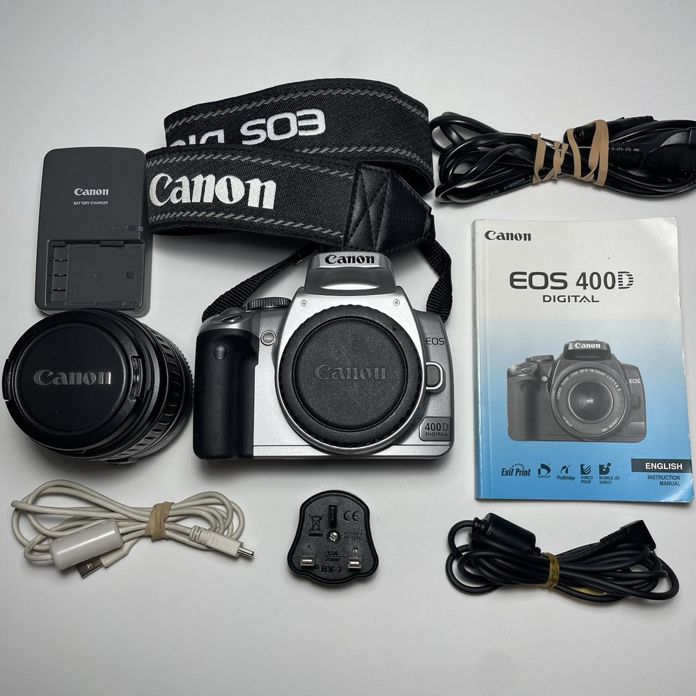 Canon 400D DSLR Camera 10.1MP 18-55mm Lens + Charger, Battery, Cables, Guide