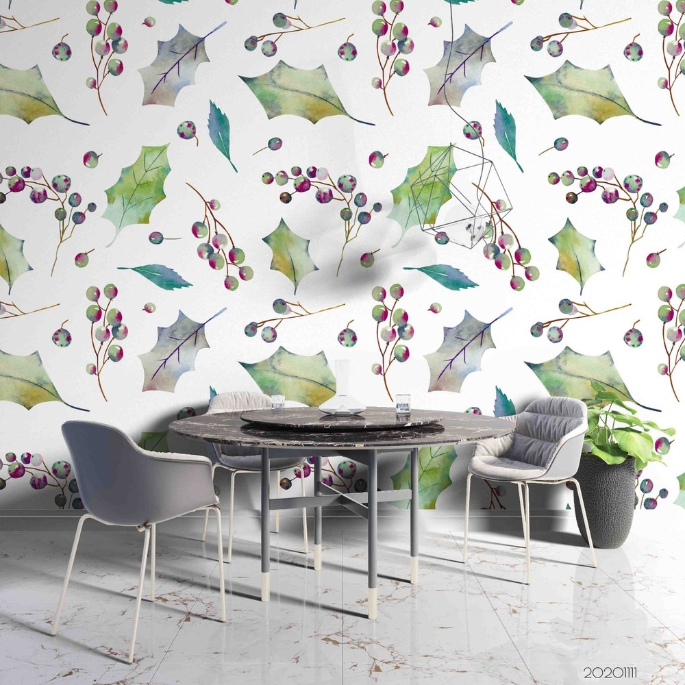 3D Plant Fruit Leaves Pattern Wall Murals Wallpaper Murals Wall Sticker