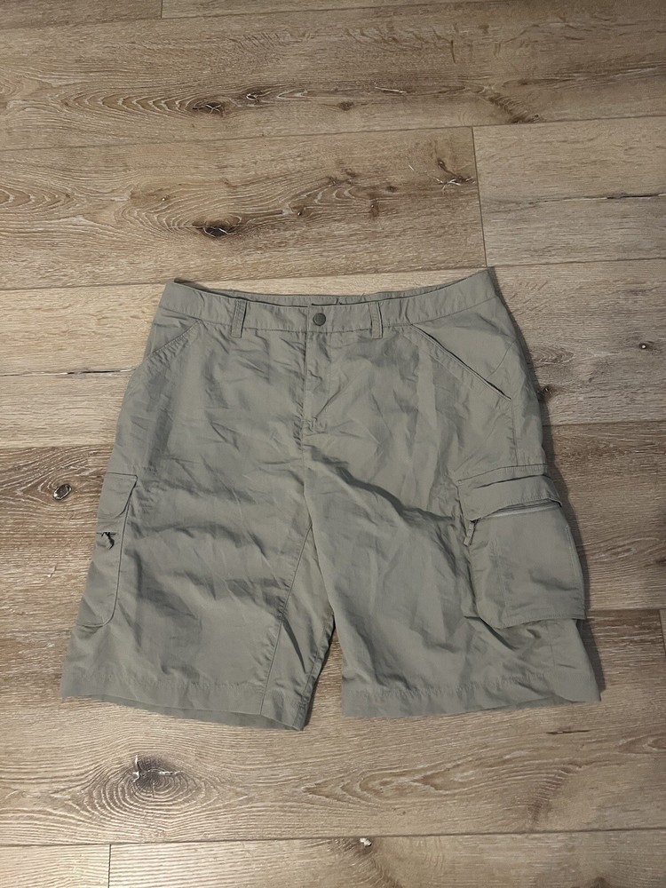 Men's REI Khaki Nylon Cargo Hiking Shorts Size 14 Outdoor Gear